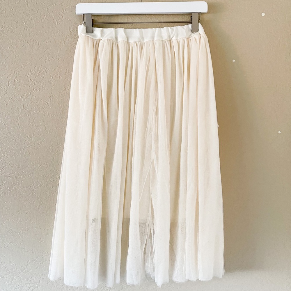 Tulle Skirt Women One Size Ivory Flowy Drape Elastic-band Flowy Aline Skirt